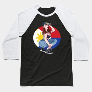 Pinay Girl Filipina Strong Philippines Flag Filipino Pride Baseball T-Shirt